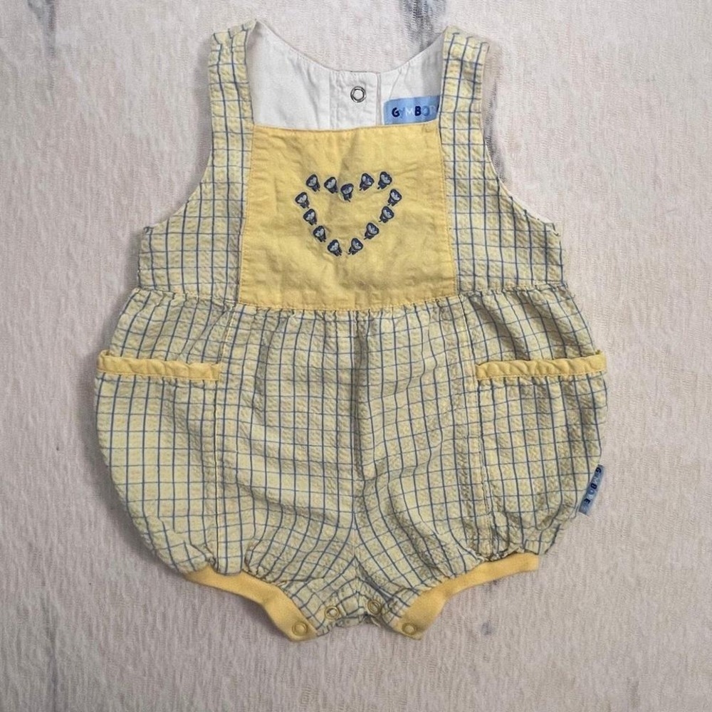 Rainbow Gymboree Newborn Romper Yellow‎ Blue Gingham Cloud Blue Flower 90's